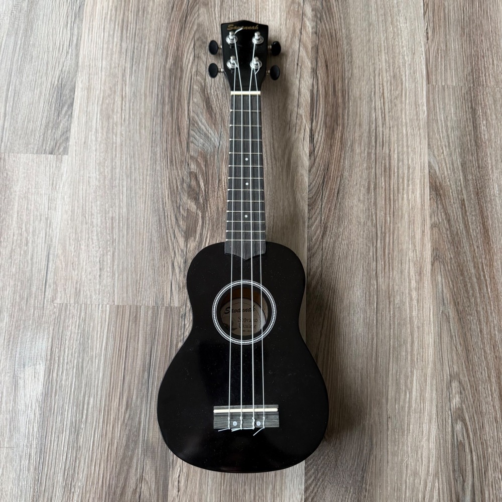 Savannah Soprano Ukulele Black Acoustic 4 String SU-ASST with Gig Bag